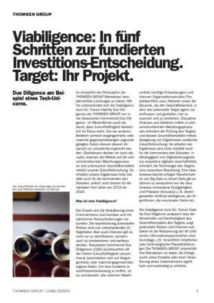 Viabiligence in Investitionen.